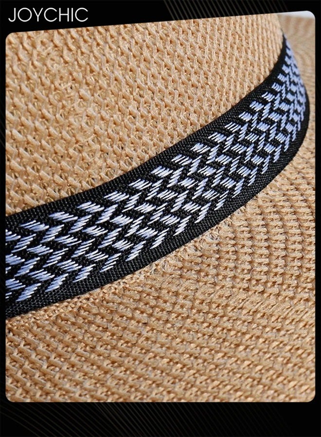 Joychic Summer Outdoor Men Wide Brim Sun Hat Sun Protection and Breathable Lightweight Portable Straw Hat - Image 3