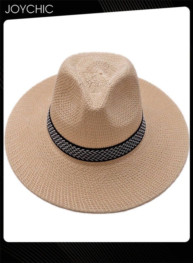 Joychic Summer Outdoor Men Wide Brim Sun Hat Sun Protection and Breathable Lightweight Portable Straw Hat - Image 1