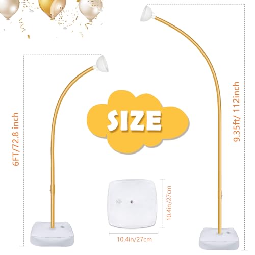 OurWarm 9.35Ft & 6Ft Gold Balloon Arch Stand, Free Bending Shape Balloon Arch Kit, Half Arch Balloon Stand with Base for Floor, Ideal for Wedding Birthday Baby Shower Graduation 4th of July Decoration - Image 2