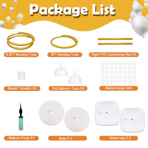 OurWarm 9.35Ft & 6Ft Gold Balloon Arch Stand, Free Bending Shape Balloon Arch Kit, Half Arch Balloon Stand with Base for Floor, Ideal for Wedding Birthday Baby Shower Graduation 4th of July Decoration - Image 3