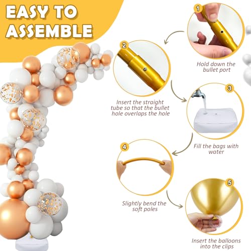 OurWarm 9.35Ft & 6Ft Gold Balloon Arch Stand, Free Bending Shape Balloon Arch Kit, Half Arch Balloon Stand with Base for Floor, Ideal for Wedding Birthday Baby Shower Graduation 4th of July Decoration - Image 5