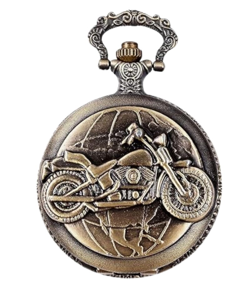 Blue Aura Motorbike Pocket Watch Keychain Nautical | Vintage Style Keychain | Retro Style Keychain | Gift for Birthday, Anniversary, Holi (Motorbike) - Image 1