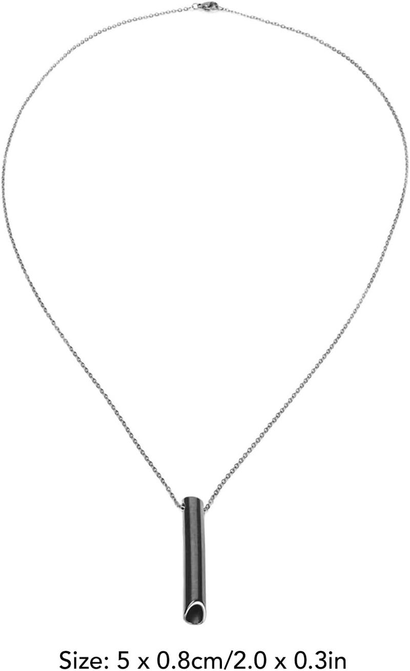 klarako Mindful Breathing Necklace,Portable Meditation Pendant for Reduces Stress,Stainless Steel Deep Breathing Tool for Women Men Teens(Black) Black - Image 3