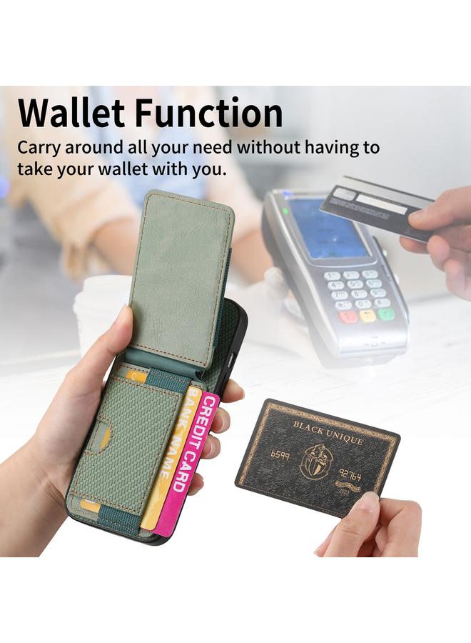 Zaboon Case For iPhone 12 Carbon Fiber Vertical Flip Wallet Stand Phone Case - Image 4