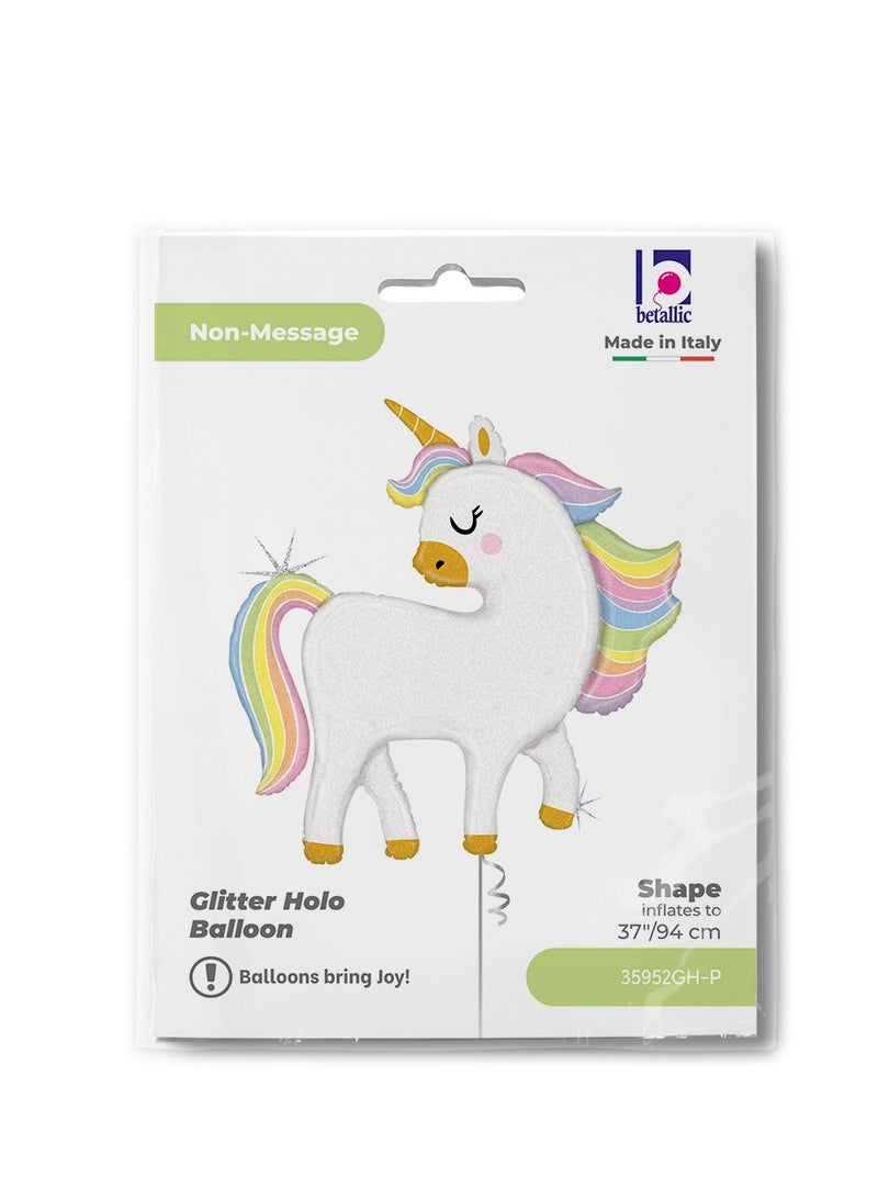 Betallic 37" Foil Balloon Glitter Pastel Unicorn - Image 3