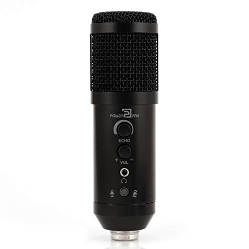 Powerpak MK-F500 USB Metal Condenser Microphone with Desk Stand | Volume Control Headphone Output | Plug and Play(Black) (MK-F500 USB + Desk stand) - Image 3