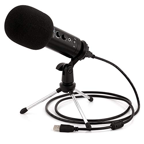 Powerpak MK-F500 USB Metal Condenser Microphone with Desk Stand | Volume Control Headphone Output | Plug and Play(Black) (MK-F500 USB + Desk stand) - Image 2