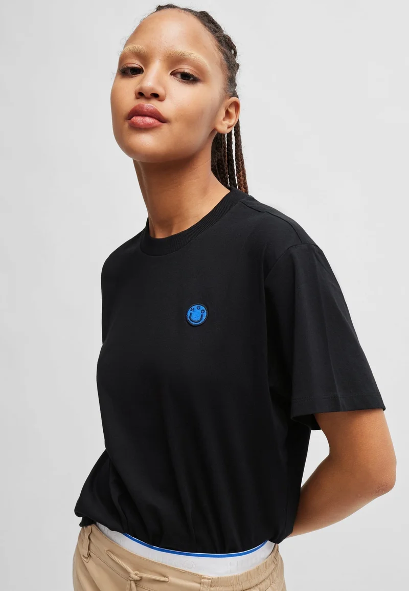 HUGO Cotton-jersey T-shirt with logo badge