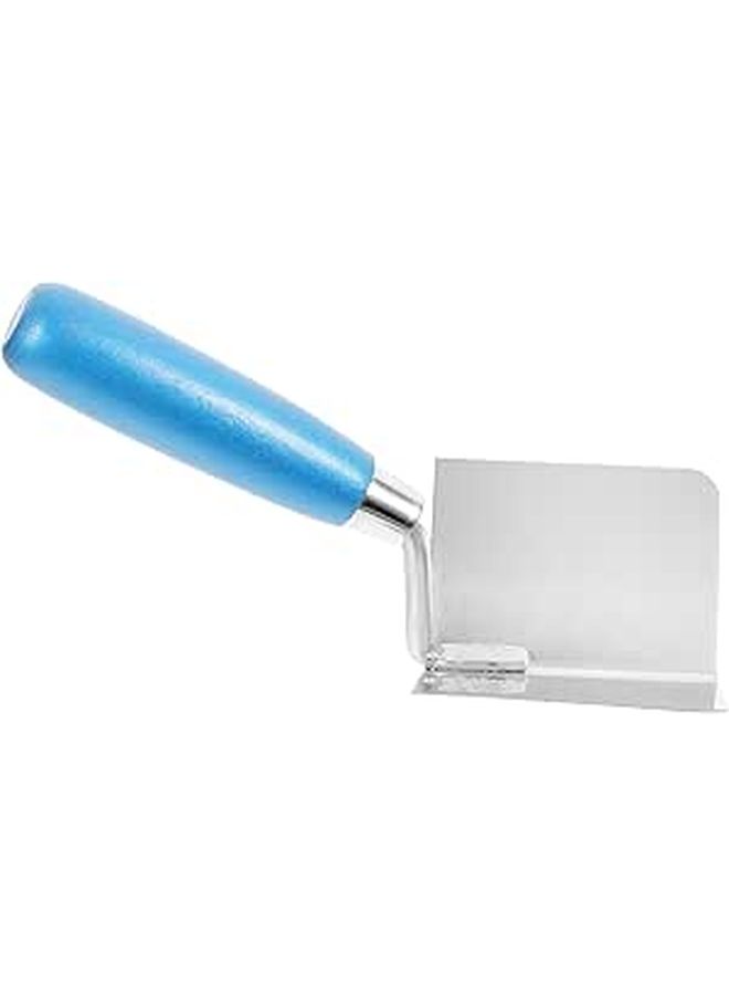 Stainless Steel Corner Trowel with Blue Handle for Drywall Plastering and Masonry - Image 1