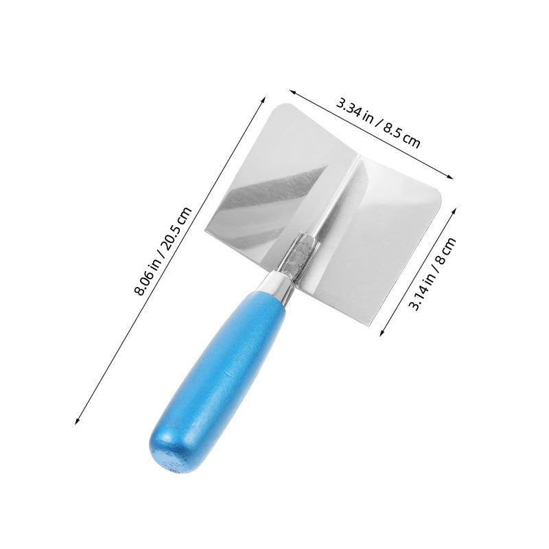 Stainless Steel Corner Trowel with Blue Handle for Drywall Plastering and Masonry - Image 3