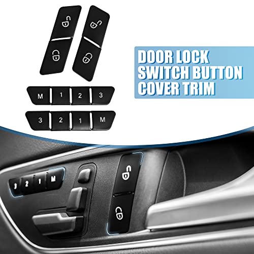 A ABSOPRO Car Seat Memory Door Lock Unlock Button Sticker Adjust Switch Button Trim Cover for Benz a Class 1317 Black Set of 12 - Image 3
