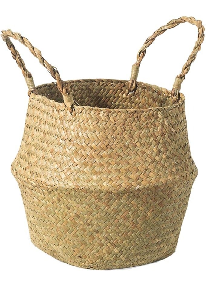 Seaweed Woven Flower Basket Small Wood 23 x 17centimeter - Image 1