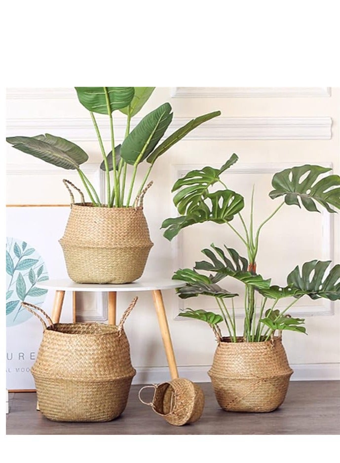 Seaweed Woven Flower Basket Small Wood 23 x 17centimeter - Image 3