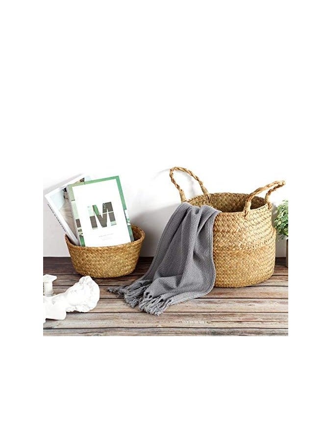 Seaweed Woven Flower Basket Small Wood 23 x 17centimeter - Image 5