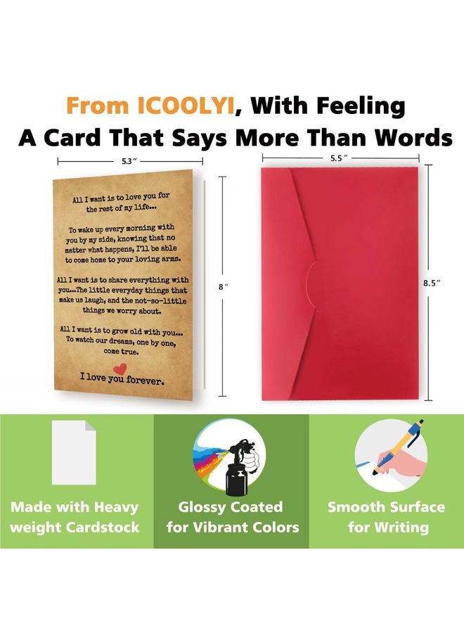 ICOOLYI Romantic Anniversary Cards Gifts for Wife, Husband, or Partner – Sentimental Love Card for Couples – I Love You Card for Him or Her – Thoughtful Wedding Anniversary Card Gift - Image 2