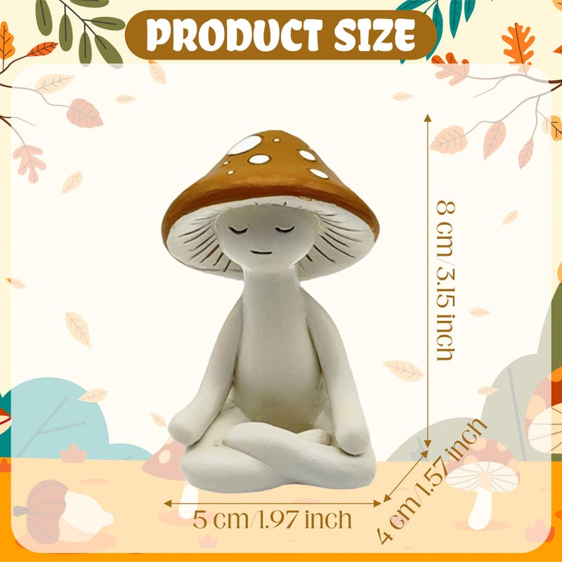 CYjorkbgg Meditation Mushroom Resin Statue - Cute Meditation Mushroom Statue for Desk Living Room Resin Figurine for Home Patio Office Decoration Cute Plant Statues for Tabletop Garden Backyard Decor - Image 2