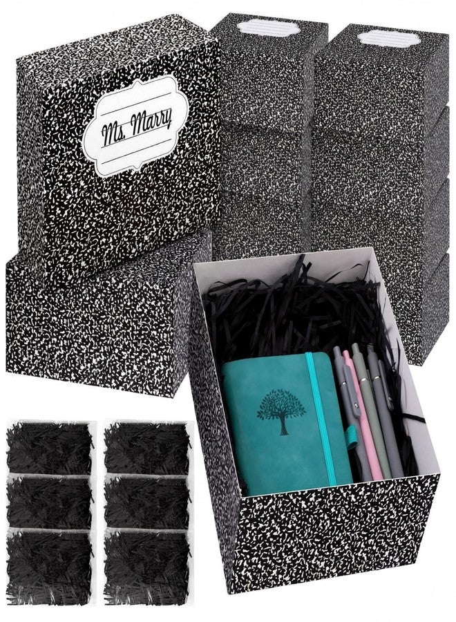 Resurhang 12 Pcs Back to School Gift Box Composition Notebook Treat Box with Lid Crinkle Paper First Day of School Teacher Student Gift Boxes Bulk for Welcome Classroom Party Favor Decorations - Image 1