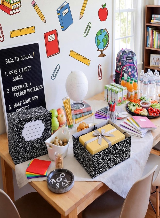 Resurhang 12 Pcs Back to School Gift Box Composition Notebook Treat Box with Lid Crinkle Paper First Day of School Teacher Student Gift Boxes Bulk for Welcome Classroom Party Favor Decorations - Image 4