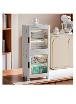 Foldable Storage Cabinet,Plastic Stackable Storage Case with Lid Door,Large Capacity Folding Storage Box for Toys Clothes Shoes Organizer,Collapsible Closet Bins,Portable Cupboard with Wheel - pzsku/ZC685FBA34983013E3348Z/45/_/1719367542/a48d0c29-ebe1-4108-91af-95b2c19f9a75