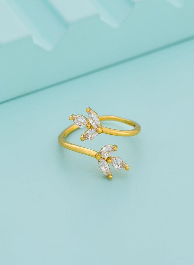 KUSHAL'S Fashion Jewellery White Gold Polished Copper Trendy Zircon Finger ring, Best for Casual Wear & Special Occasion - 455328 - Image 2