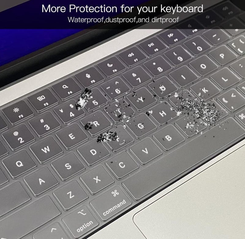 Oaky Keyboard Cover Skin for 2024-2021 MacBook Air 13.6 inch & 15.3 inch M2 M3 Chip [A3113 A2681 A3114 A2941] & MacBook Pro 14.2 inch 16.2 inch M1 Pro / M1 Max Chip TPU Keyboard Protector TPU Clear - Image 5