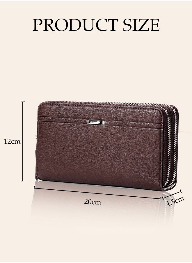 DUNISO Men's Clutch Bag Faux Leather Wallet Bag Large Capacity Light Weight Handbag Portable Envelope Phone Purse with Wrist Strap  - Image 4
