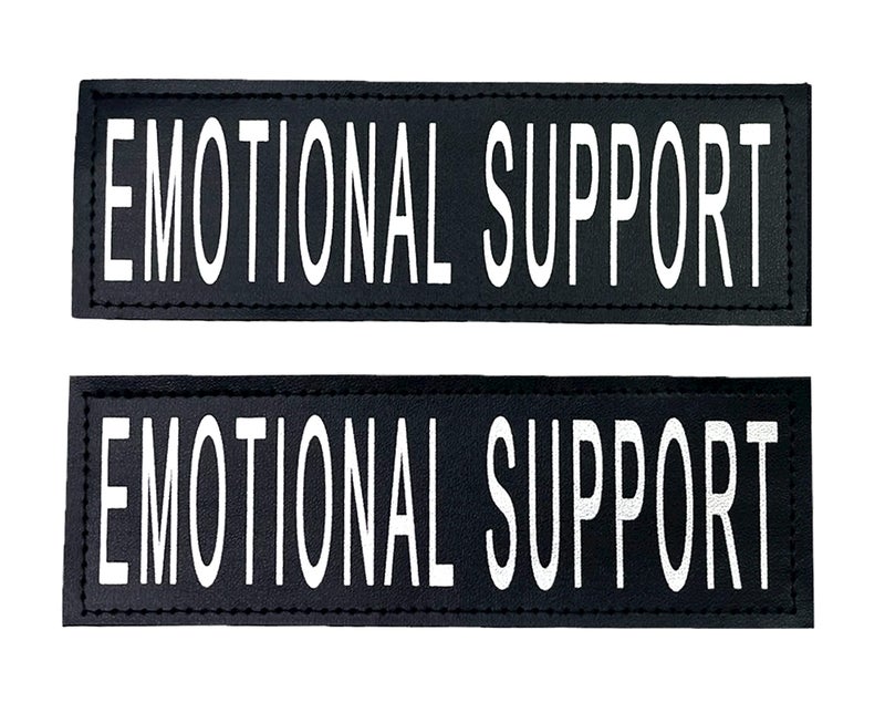 Albcorp Reflective Emotional Support Dog Patch Set of 2 Tags with Hook Backing for ESA Dog Vest Harness or Collar Emotional Support Dog Patches for Animal Vest
