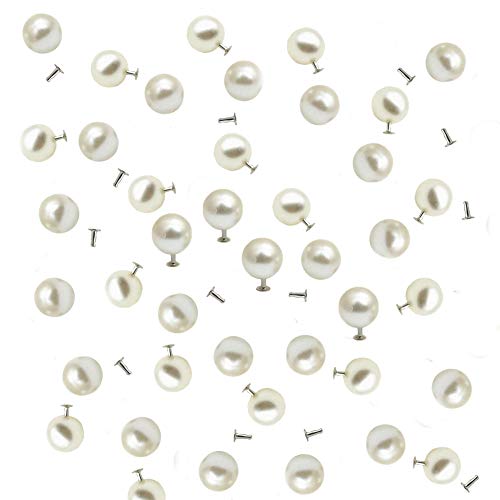 AKOAK 100 Set Pearl Rivet,Half Hole Faux Pearls Rivets Studs Buttons for Hat/Shoe/Clothes/Bag/Skirt/Bridal Veil DIY Accessories (6.0mm) - Image 1