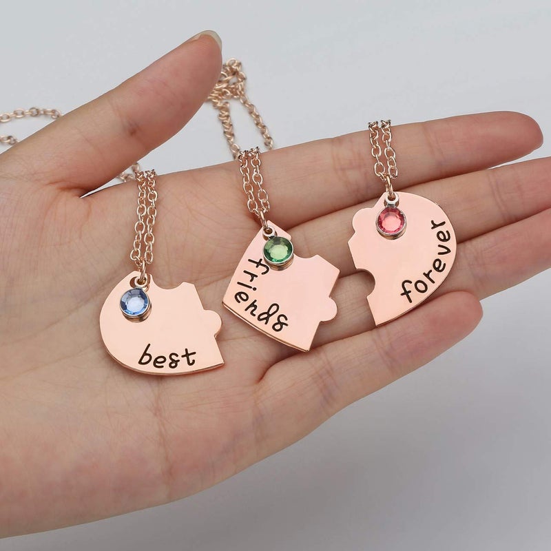 Jovivi Best Friends Forever Necklaces for 3 Alloy Heart Puzzle Pieces BBF Friendship Pendant Necklace Best Friends Jewelry - Image 4
