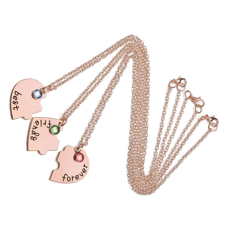 Jovivi Best Friends Forever Necklaces for 3 Alloy Heart Puzzle Pieces BBF Friendship Pendant Necklace Best Friends Jewelry - Image 3