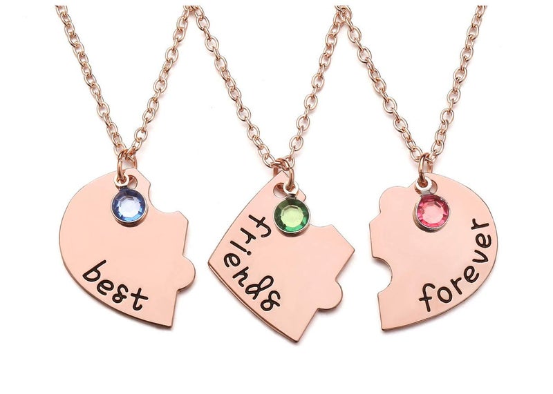 Jovivi Best Friends Forever Necklaces for 3 Alloy Heart Puzzle Pieces BBF Friendship Pendant Necklace Best Friends Jewelry - Image 2