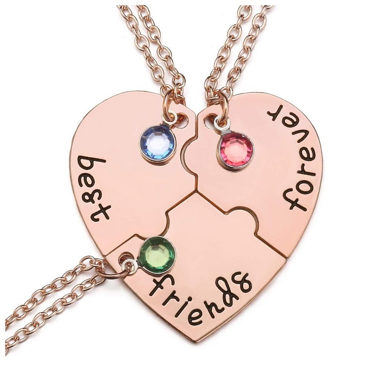Jovivi Best Friends Forever Necklaces for 3 Alloy Heart Puzzle Pieces BBF Friendship Pendant Necklace Best Friends Jewelry - Image 1