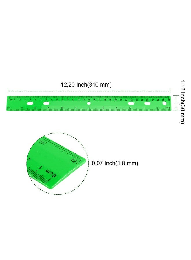 بينجيو مجموعة من 96 مسطرة بلاستيكية ملونة مقاس 12 بوصة من بينجي، مسطرة بلاستيكية مستقيمة بفتحة، أداة قياس بالبوصات والمتري، لوازم مكتبية ومدرسية - Image 2
