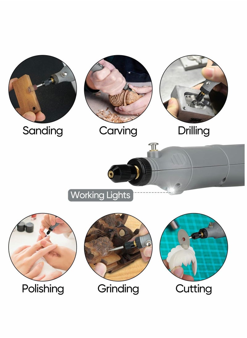SYOSI Rotary Tool Kit, Cordless 5-Speed Variable and USB Charging Cable Mini Power Tools, 3.7V with 45pcs Accessories for Cutting, Drilling, Sanding, Engraving, Polishing & DIY Crafts (Grey)  - Image 3