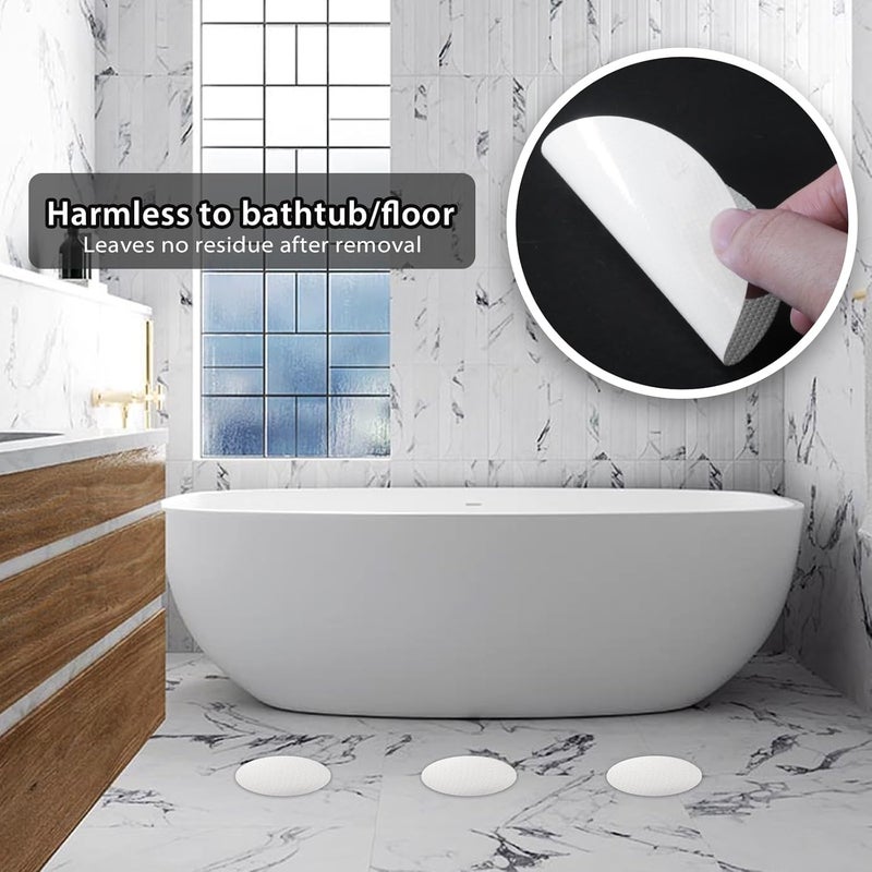 Coufce 24 PCS Bathtub Non Slip Stickers White Adhesive Decals Round Shape Anti Slip Shower Stickers Bath Non Slip Stickers for Floor Bathroom Stairs Ladders with Scraper - Image 2