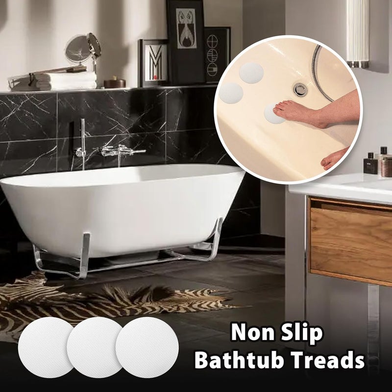 Coufce 24 PCS Bathtub Non Slip Stickers White Adhesive Decals Round Shape Anti Slip Shower Stickers Bath Non Slip Stickers for Floor Bathroom Stairs Ladders with Scraper - Image 3