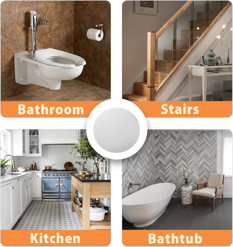 Coufce 24 PCS Bathtub Non Slip Stickers White Adhesive Decals Round Shape Anti Slip Shower Stickers Bath Non Slip Stickers for Floor Bathroom Stairs Ladders with Scraper - Image 5