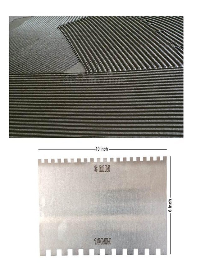 MD Style Notch Metal Trowel For Fixing Tiles, Granite, Marble (6MM & 10MM) (6x10 INCH) - Image 4