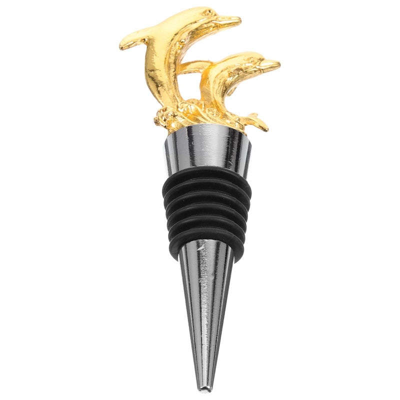 Zinc Alloy Dolphin Wine Bottle Stoppers Set of 2 Airtight Seal for Home Bar Party - Image 1