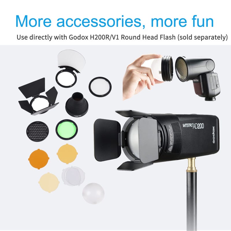 Godox Godox AK-R1 Accessories Kit for Godox H200R Ring Flash Head Godox AD100PRO / AD200 / AD200Pro / Godox V1 / Godox V1 Pro Round Head Flash Accessories Easy to Use - Image 2