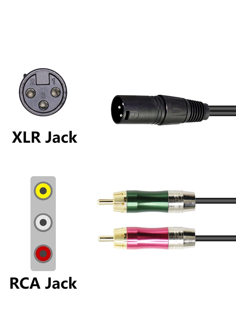 Y&D XLR to 2 RCA Y Splitter Audio Cable, 0.5 M Unbalanced 3 Pin Male Dual Male, Stereo Breakout Cable Adapter Amplifier, Gold Plated Plugs for Microphone Mixing Consoles - Image 4