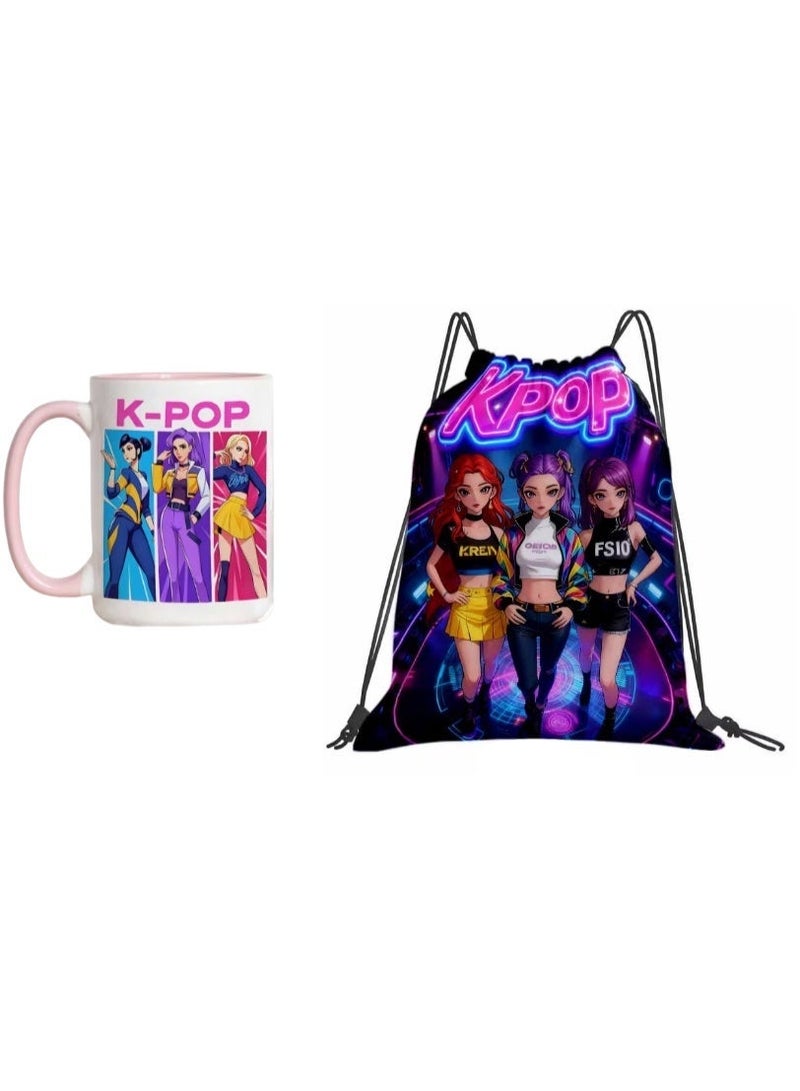كيبوب عرض خاص لمحبي الكيبوب من هانتريكس - حقيبة ظهر برباط ومجموعة أكواب سيراميك وردية سعة 360 مل | تصميم ميرا، رومي، زوي | مجموعة هدايا لمحبي الكيبوب للفتيات والمراهقات، مناسبة لأعياد الميلاد والمناسبات الخاصة - Image 1