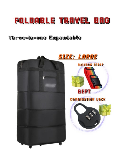 Sport Modle Three-in-One Expandable Foldable Luggage Set for Men, Wheeled Carry-On with Rainbow Straps & TSA Lock | Foldable Travel Bag -Size:L