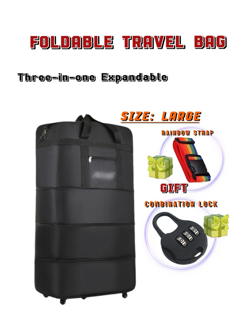 ألعاب تي إن مجموعة الأمتعة القابلة للطي الرياضية ثلاثية في واحدة للرجال ، والحمل على عجلات مع أحزمة قوس قزح وقفل TSA  حقيبة سفر قابلة للطي - الحجم: L - Image 1