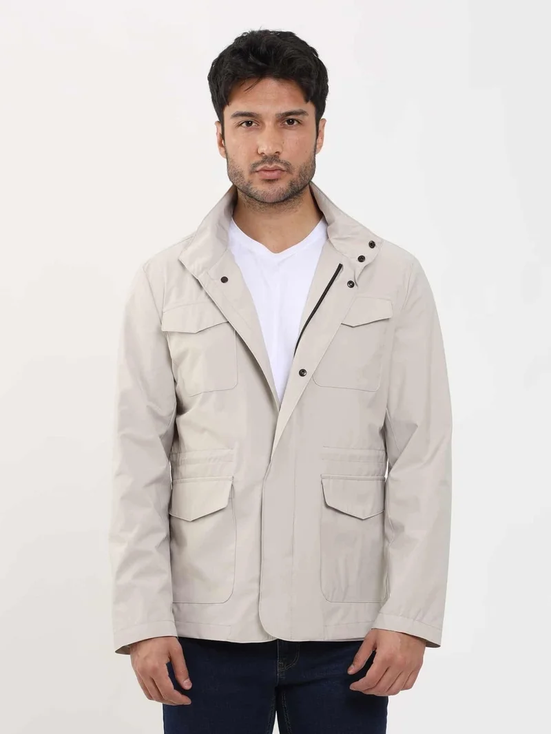 Dufy Beige Men's Regular Fit Straight Collar Safari Coat - 104379