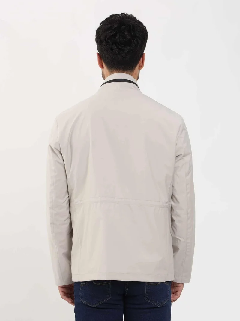 Dufy Beige Men's Regular Fit Straight Collar Safari Coat - 104379