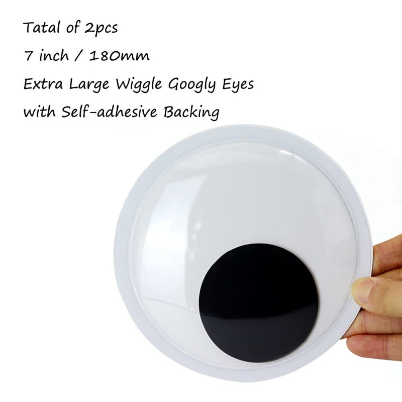 TrlaFy 7 Inches Giant Wiggle Eyes with Self Adhesive, Black White Googly Eyes for DIY Crafts Christmas Tree Decoration (7in/180mm-2pcs) - Image 2