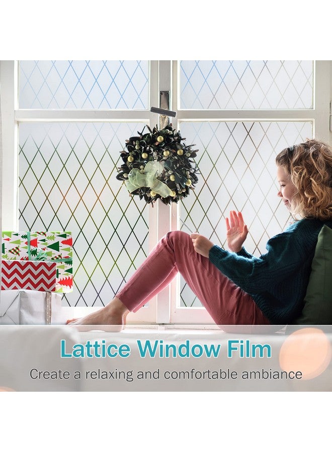 VELIMAX VELIMAX Lattice Frosted Window Film Window Privacy Film Static Cling Window Vinyl Opaque Glass Sticker Non Adhesive Anti-UV 23.6x78.7 inches  - Image 2