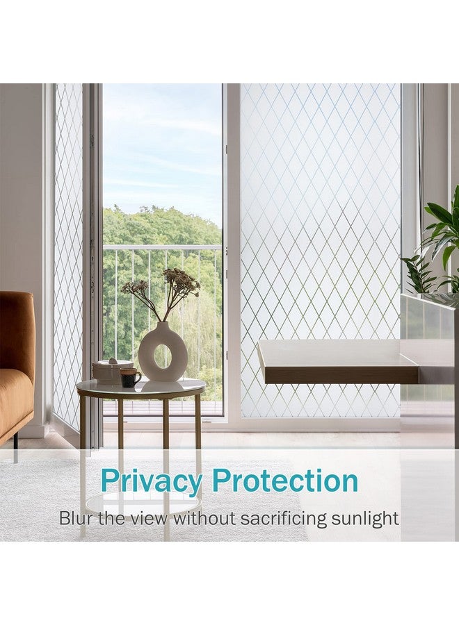 VELIMAX VELIMAX Lattice Frosted Window Film Window Privacy Film Static Cling Window Vinyl Opaque Glass Sticker Non Adhesive Anti-UV 23.6x78.7 inches  - Image 4
