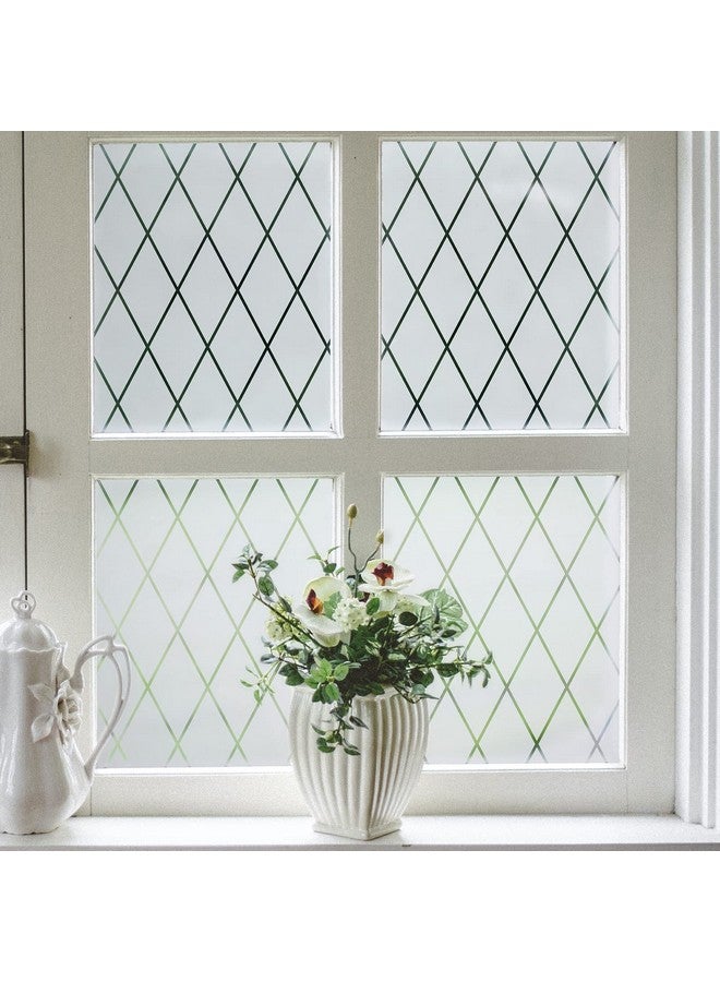 VELIMAX VELIMAX Lattice Frosted Window Film Window Privacy Film Static Cling Window Vinyl Opaque Glass Sticker Non Adhesive Anti-UV 23.6x78.7 inches  - Image 1